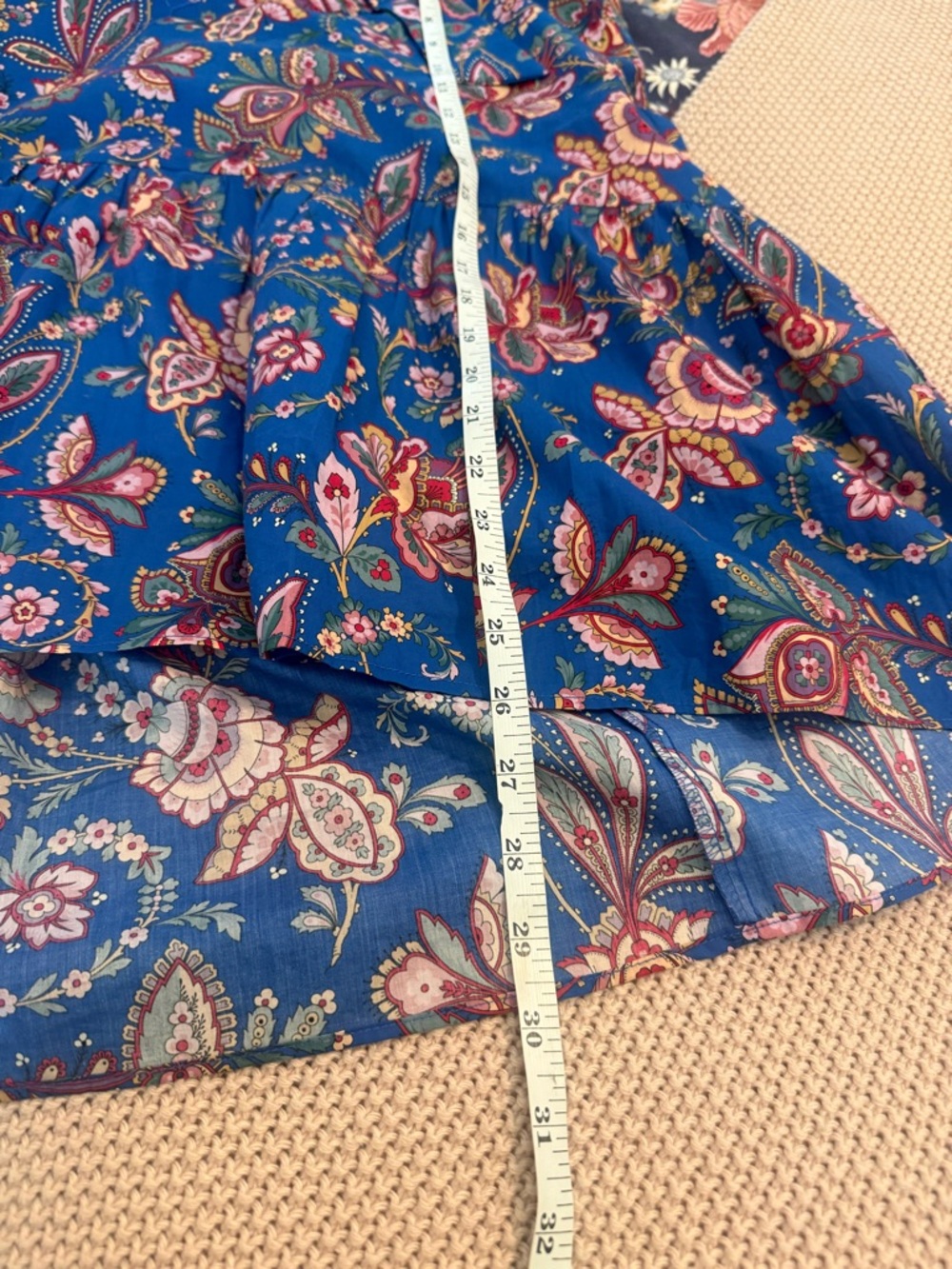 J. Crew Liberty of London Floral Belle Blue Tie-Waist Tiered Midi Skirt size 6 - Picture 9 of 11